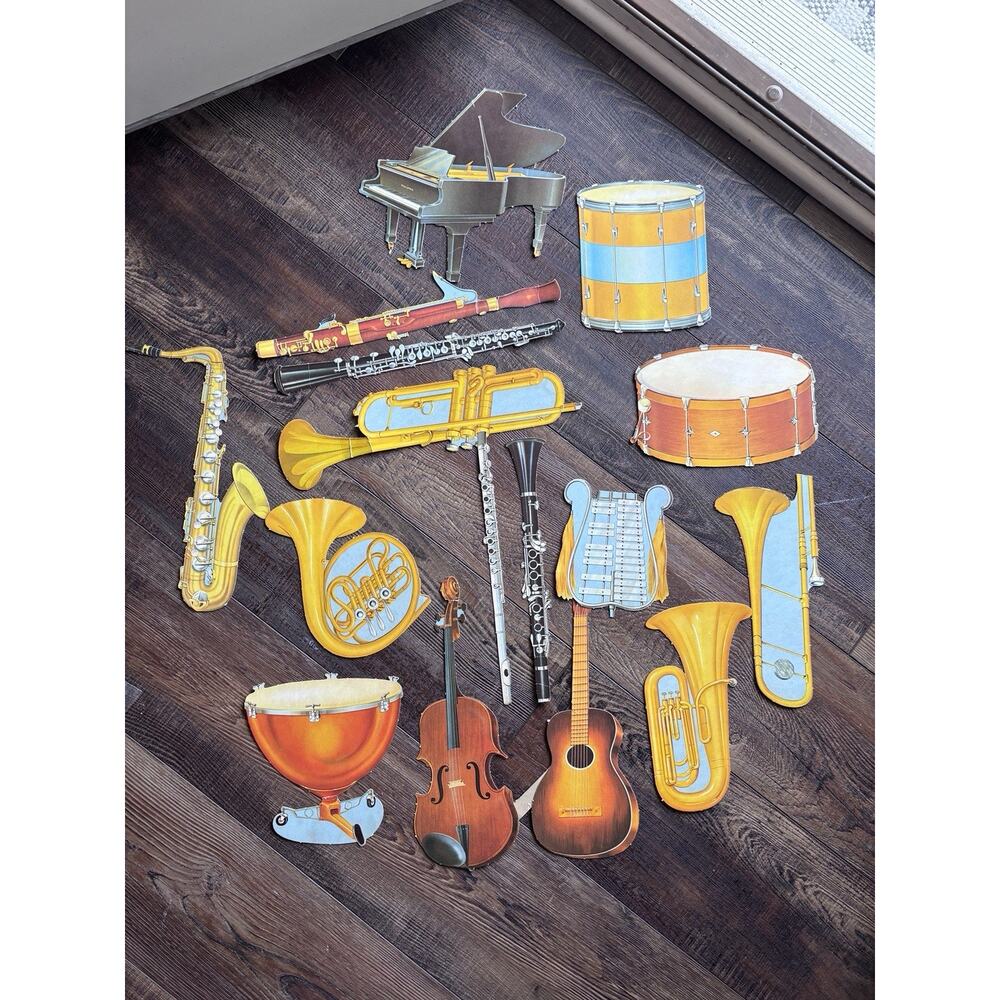 Vintage Musical Instruments Die-cut Cutouts Band Music Cardstock Classroom